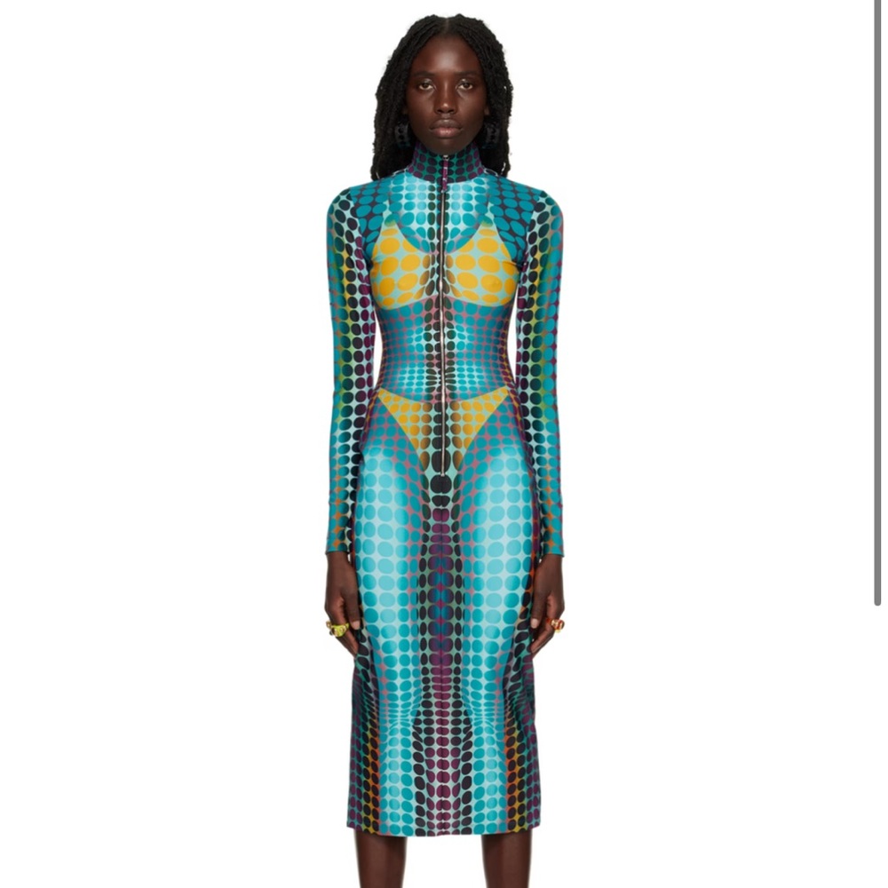 Jean Paul Gaultier Blue Dots Midi Dress